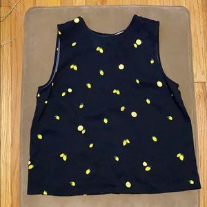 Black blouse with lemon 🍋 design. NWT